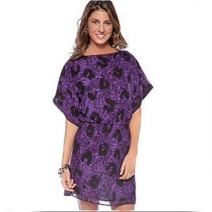 Women's Jessica Simpson Purple Black Leopard Dress Size Small Relaxed Fit‎